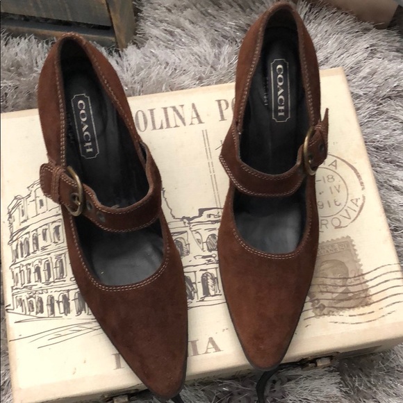 Coach Shoes - Coach Brown Suede Mary Jane Heels